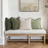 MIULEE Christmas Decorative Couch Pillow Covers Neutral Linen Fringe Throw Pillows Set of 4 Boho Farmhouse Accent Cushions for Bed Sofa Living Room Spring Home Decor 18x18 Inch Beige/Sage Green