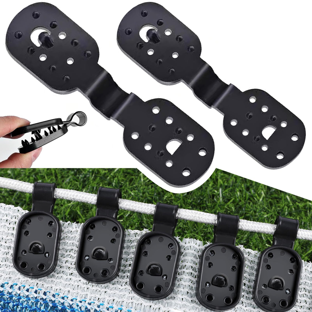 100Pcs Shade Cloth Clips, Black Plastic Heavy Duty Sun Shade Clips for Sun Shade Net, Gardening Shade Cloth, Anti Bird Netting, Removable & Reusable Windproof Awning Clamp (Black-100PCS)