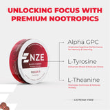 NZE Caffeine Free Nootropic Pouches (Black Cherry) - Nootropic Pouches with Alpha GPC, L-Tyrosine & L-Theanine - No Sugar or Artificial Sweeteners - 15 Pouches Per Can - 5 Pack