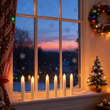 Lezonic Flameless Battery Operated Candlesticks Flickering, 24Pcs White LED Battery Christmas Window Candles, 6 Inch Short Taper Candles Hanging Halloween Floating by Touch, No Remote