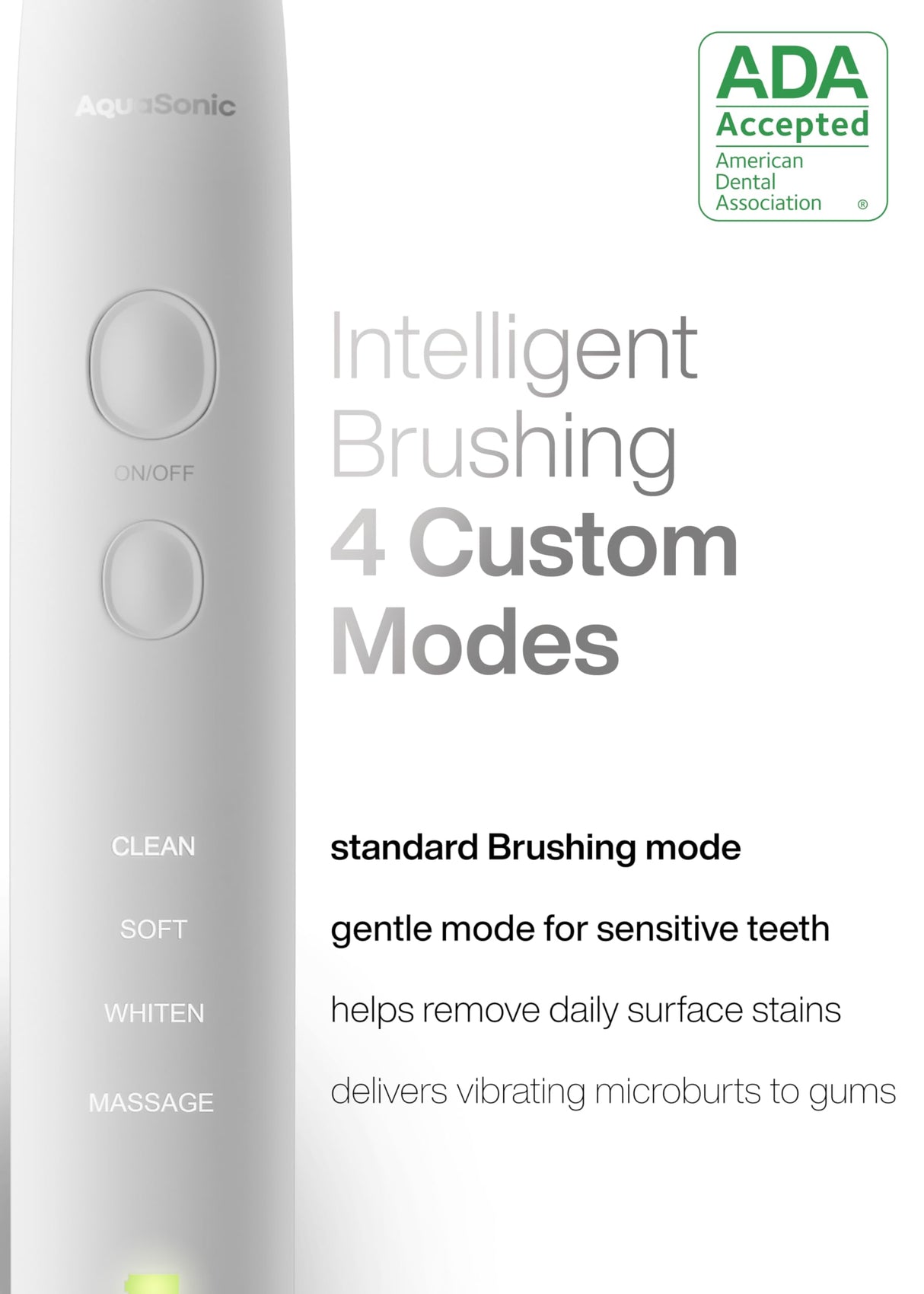 Aquasonic Vibe Series Ultra-Whitening Toothbrush – ADA Accepted Electric Toothbrush - 8 Brush Heads & Travel Case – 40,000 VPM Motor & Wireless Charging - 4 Modes w Smart Timer – Optic White
