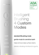 Aquasonic Vibe Series Ultra-Whitening Toothbrush – ADA Accepted Electric Toothbrush - 8 Brush Heads & Travel Case – 40,000 VPM Motor & Wireless Charging - 4 Modes w Smart Timer – Optic White