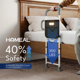 HOMEAL Bed Rails for Elderly Adults Safety - Height Adjustable Bedside Assist Rails for Seniors, Stable Bed Cane Guard Railings with Non-Slip Ergonomic Handle Bar and Storage Pocket (Grey)