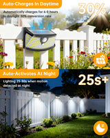 Aootek New Solar Motion Sensor Lights 120 LEDs with Lights Reflector,270° Wide Angle, IP65 Waterproof, Step Lights for Front Door, Yard, Garage, Deck (Black, Daylight White, 6-Pack)
