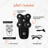 Groomie Cordless Bald Head Shavers for Men, BaldiePro Head Grooming Starter Kit - Includes Ergonomic BaldiePro Head Shaver, SmoothShave Blade 2.0, Cleaning Brush, Charging Cable & User Manual