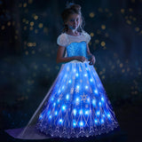 Davvew Princess Dresses for Girls Halloween Light Up Princess Costume for Little Girls Christmas Toddler Princess Dress Up Clothes