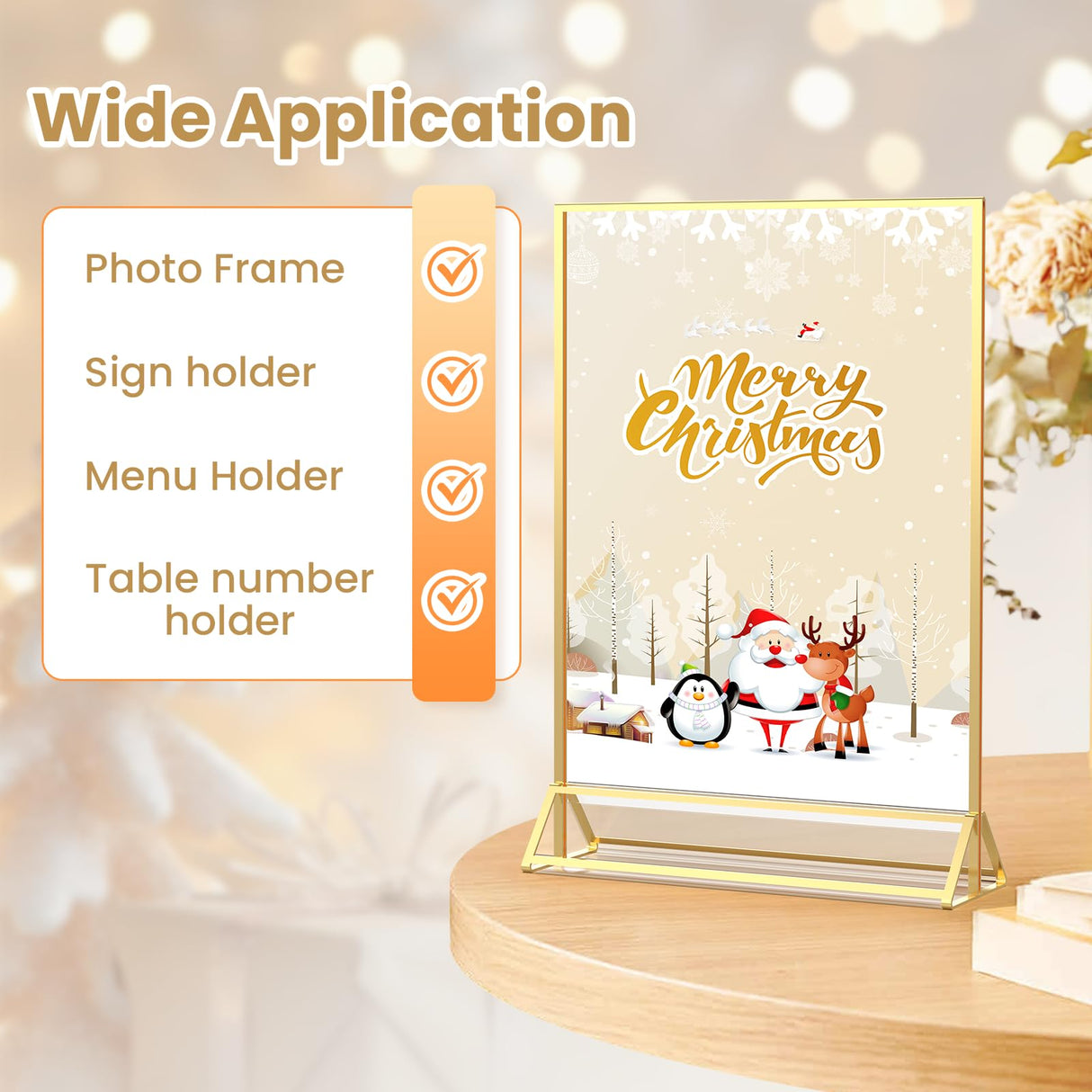 YOAEAILY Acrylic Sign Holder 8.5X11 Gold Frames Double-Sided Gold Picture Frames for Flyer Holder Menu Holder Wedding Table Number Holder Christmas Photo Frame with Removable Sticky Dots -6 Pack