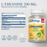 SOLARAY L Theanine 200mg, Mood Support Supplement with Vitamin B6 - Calming Support During Occasional Stress - Natural Lemon Lime Flavor - 60-Day Guarantee, Lab Verified - 75 Servings, 75 Chewables