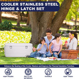 Cooler Stainless Steel Hinge & Latch Set, Ice Chest Hinges, Latch Posts, and Screws, High Strength Cooler Latch Replacement Parts Kit.