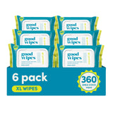 Goodwipes Flushable Butt Wipes Made with Vitamin E & Aloe - Soft & Gentle Wet Wipe Dispenser for Home Use, Septic & Sewer Safe - Largest Adult Toilet Towelettes - Shea Coco, 360 Count (6 Packs)