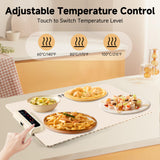 Food Warming Mat- Foldable Warming Mat for Food with Adjustable Temperature Control Time Moders Locking Function Electric Warming Tray for Parties,Home,Travel,Buffet Beige