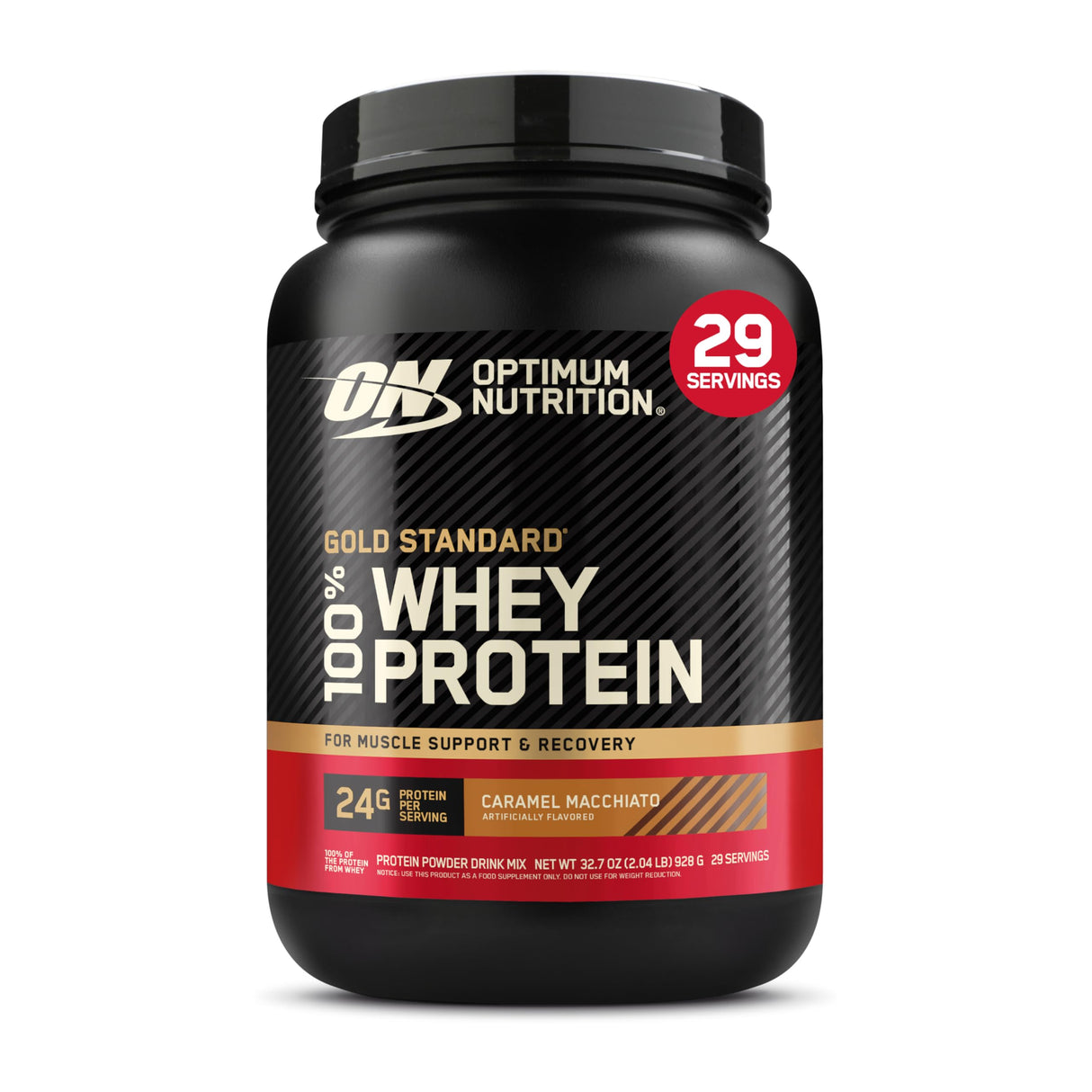 Optimum Nutrition New Flavor Gold Standard 100% Whey Protein Powder, Caramel Macchiato, 2 Pound (Pack of 1) (Packaging May Vary)