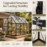 HOOYEAH 6x8 FT Polycarbonate Greenhouse, Walk-in Greenhouses for Outdoors, Aluminum Frame Plant Green House with Locking Door & Roof Vent, Heavy Duty Winter Green House Kit for Outside Backyard