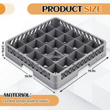 Aurelema 1 Pack Commercial Dishwasher Tray Rack Polypropylene Full Size Flatware Rack for Bowls Plates Knives Forks Cups (25 Grid,Gray)