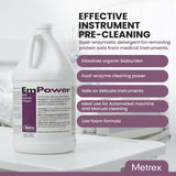 EmPower Dual-Enzymatic Detergent – Enzyme Cleaner for Medical Equipment & Surgical Tools, Low-Foaming Enzymatic Pre-Cleaner with Protease, Amylase & Lipase – Safe for Metal, Plastic & Glass (1 Gallon)
