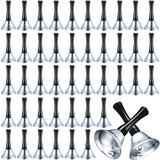 Yeshone 50 Pcs Loud Hand Bell Bulk Dinner Service Bell for Food Line Care for The Sick and Elderly Alarm Ringing Call for Pets Jingles Weddings Christmas Decoration(Silver)