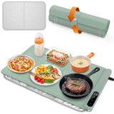 Food Warming Mat for Parties Buffet, Upgrade Graphene Heating Film, Electric Warming Tray with 6 Temp Settings | 6H Timer, Portable Roll Up Food Warming Mat with Heat Insulation, Green, 24x14 inch