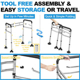 Toilet Safety Rails (380 lb) - Heavy Duty Stainless Steel Toilet Safety Frame with Handles - Adjustable Medical Toilet Stand Alone Support for Elderly Seniors Handicap & Disabled - Fits Most Toilets