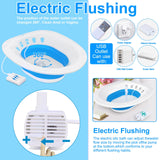Electric Sitz Bath, Sitz Bath for Hemorrhoids, Sitz Bath for Toilet Seat, Sitz Bath for Postpartum Care, Sits Bath Kit for Women, Automatic Flushing, Foldable, Fits Universal Toilet (Blue Electric)