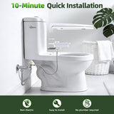SAMODRA Bidet Attachment, Non-Electric Cold Water Bidet Toilet Seat Attachment with Pressure Controls, Retractable Self-Cleaning Dual Nozzles for Frontal & Rear Wash - Brushed Nickel