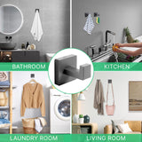 Fenas Heavy Duty Stainless Steel Towel Hooks, Wall Mounted Square Robe Hooks for Bathroom, Kitchen, Bedroom, Hotel 2 Pack Grey