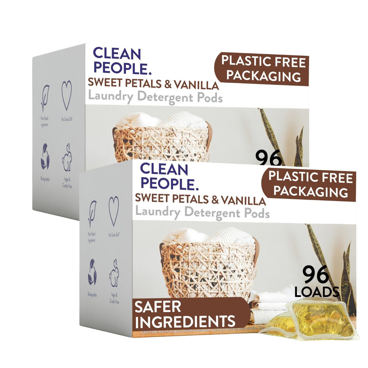 Clean People Laundry Detergent Pods - Hypoallergenic Laundry Pods - Ultra Concentrated, Recyclable Packaging, Stain Fighting - Sweet Petals, 192 Pack