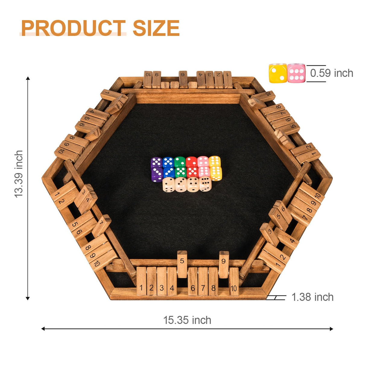 BIVOMON 1-6 Players Shut The Box Dice Game, Wooden Board Table Math Game for Kids Adult with 24 Dice, Close The Box Game for Family, Party, Christmas, Birthday