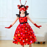CIYTI Girls Light up Ladybug Costume, Light Up Princess Costume Dress Kid Toddler Princess Dress Halloween Christmas Dress Up Children Clothing (5-6 Years)