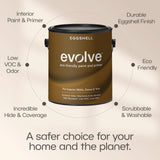 EVOLVE Interior Paint & Primer, Eggshell (Warm Gray), 5 Gallon – One-Coat Coverage, Excellent Hide, Low VOC, Low Odor, Washable Paint for Walls, Doors & Trim