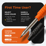 THORVALD 2 Carpenter Pencils Set for Construction - Incl. 38 Leads + Sharpener + Finger Grip - Solid Mechanical Pencils with Fine Point/Best Marking tools Construction/Carpenters/Scriber