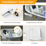 Hibbent Universal Metal Front Mount Toilet Handle Replacement Kit, Brass Toilet Flush Tank Lever with Stainless Steel Flapper Chains for Most Toilets, White Finish