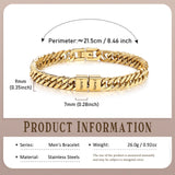 Personalized Cuban Link Bracelet for Men – Stainless Steel Custom Bracelet with Engraved Names Mens Bracelet Gifts for Birthday Anniversary Father’s Day Christmas (Gold-2 Names)