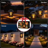 KYEKIO 4Pack Gen2 Flame Solar Lanterns Outdoor Waterproof, Solar Hanging Lantern Decorative, Flickering Flame Outdoor Lanterns Solar Powered, Lights for Yard Patio Garden Decor as Mothers Day Gifts