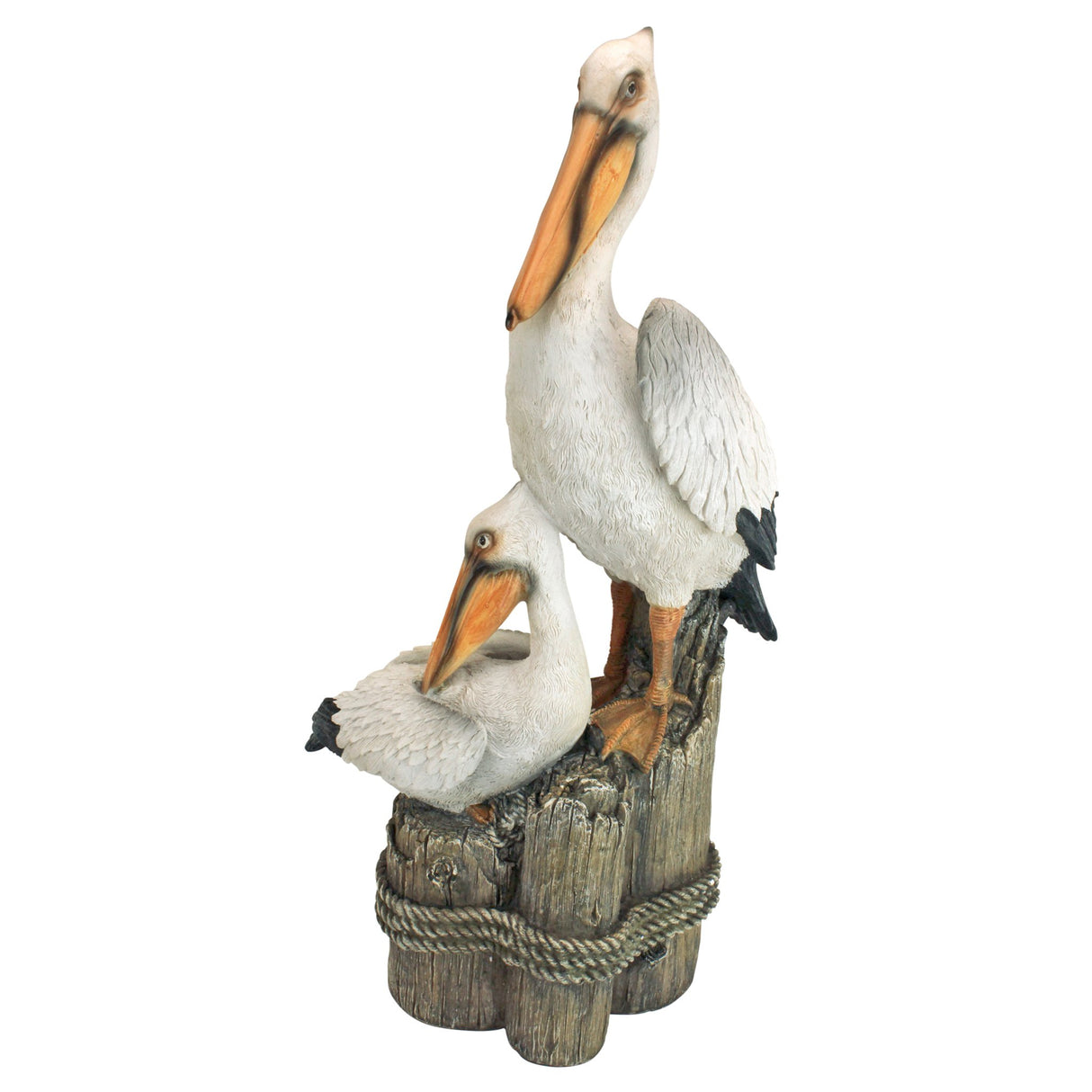 Design Toscano Coastal Decor Ocean's Perch Pelicans Garden Bird Statue, 9 Inch Wide, 24 Inch Tall, Cast Stone Resin, Full Color Finish