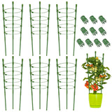 Legigo 6 Pack 30 Inch Plant Support Cages Tomato Cage for Garden- Plant Cages Adjustable Rings, Tomato Plant Support Stakes Trellis for Pots, Peppers, Cucumbers and Flowers with 10 Plant Clips