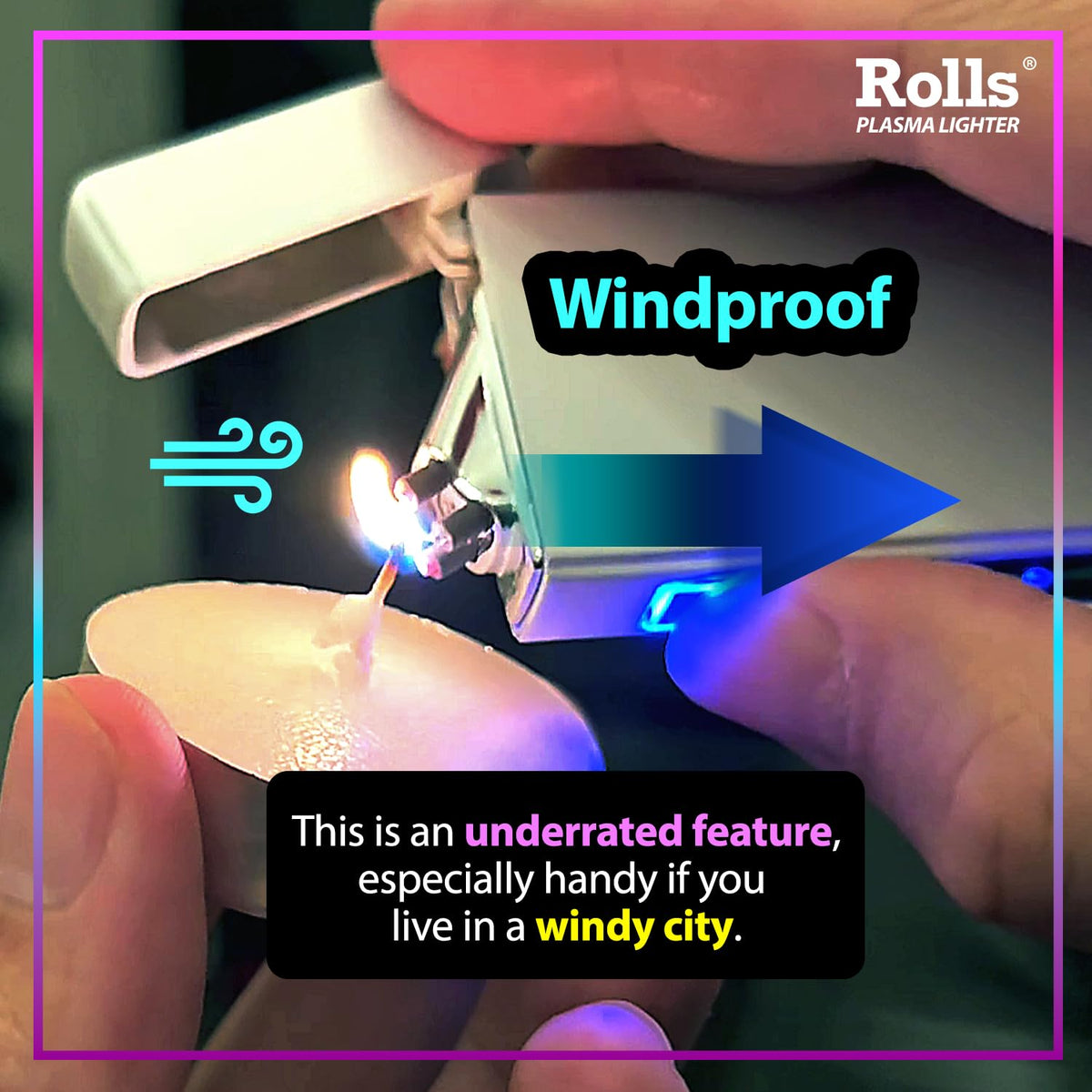 Rolls Electric Lighter - Cool Lighters - Retro Gamer Gifts for Men - Cool Gadgets - Custom Unique Birthday Gifts for Men - Stocking Stuffers - Candle Lighters - By Rolls Plasma Lighter (Grey)
