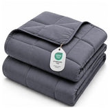 L'AGRATY Weighted Blanket for Adults 15lbs, 48"x72", Dark Grey Twin Full Size Heavy Throw Blanket, Cooling, Breathable, Microfiber with Glass Beads, Big, Washable, All-Season