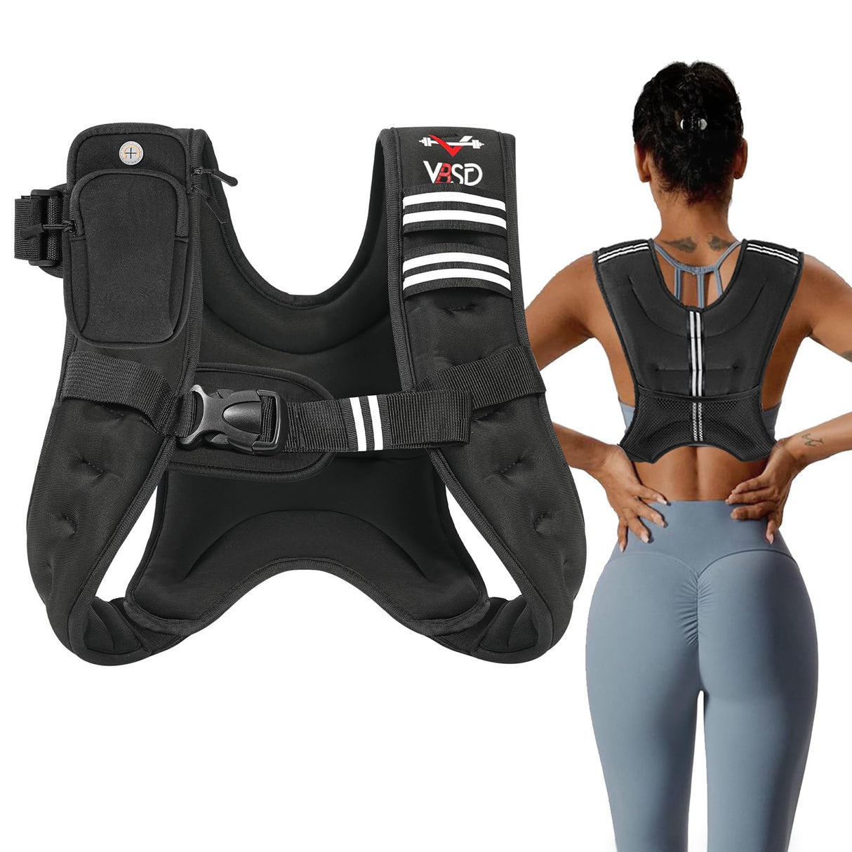 VBSD Weighted Vest for Women Men, 12lb Weight Vest with Reflective Stripe, Body Weight Vests Adjustable for Strength Training, Running, Walking, Workout, Jogging, Fitness