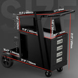 YESWELDER 2-Tier Welding Cart with 4 Drawers, Heavy Duty Large Storage Welding Trolley with 360° Rolling & Safety Chains for MIG TIG Welder and Plasma Cutter