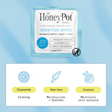 The Honey Pot Company - Feminine Wipes - Indivdually Wrapped - Daily PH Balancing, Fragrance & Sulfate Free Wipes for Intimate Parts, Body, or Face - Hygiene Products - 15 Ct (Pack 3)