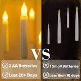 Homemory Hanging Floating Candles with Wand Remote and String, 12 Pcs Flying Flameless LED Taper Candles Warm White Light, Battery Operated Window Candles with Wand for Halloween Christmas Party