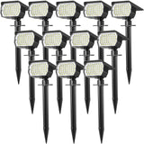 WENATY Solar Spot Lights Outdoor Waterproof IP65, 12 Pack Landscape Spotlights with 46 LEDs, 3 Modes Auto On/Off Solar Powered Flood Lights for Outside Pathway, Yard, Garden, Walkway (Cool White)