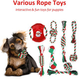 Beiker Christmas Dog Toys Bulk 15 Pack, Puppy Chew Toys for Teething Small Medium Puppies, Holiday Christmas Themed Presents Gifts Box Including Variety Tough Rubber and Rope Toys