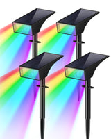 Koicaxy Solar Lights Outdoor Waterproof 4 Pack IP65, 9 Light Modes, Higher Charging Efficiency, Auto On/Off Solar Spotlights for Outside Garden Decor Yard Pathway Patio Holiday Christmas - RGB Light