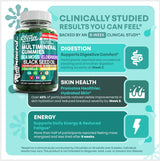 Sea Moss Gummies | Clinically Tested - Black Seed Oil Ashwagandha Elderberry Burdock Root Chlorella Manuka Honey - Vegan Irish Sea Moss Gummy Vitamins for Adults Kids Men Women - Green Apple Flavor