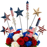 Shimeyao 8 Pcs Metal 4th of July American Garden Stakes Patriotic Metal Garden Signs 12 Inch Barn Star Independence Day Yard Signs Outdoor Decor for Home Lawn Porch Holiday Front Backyard