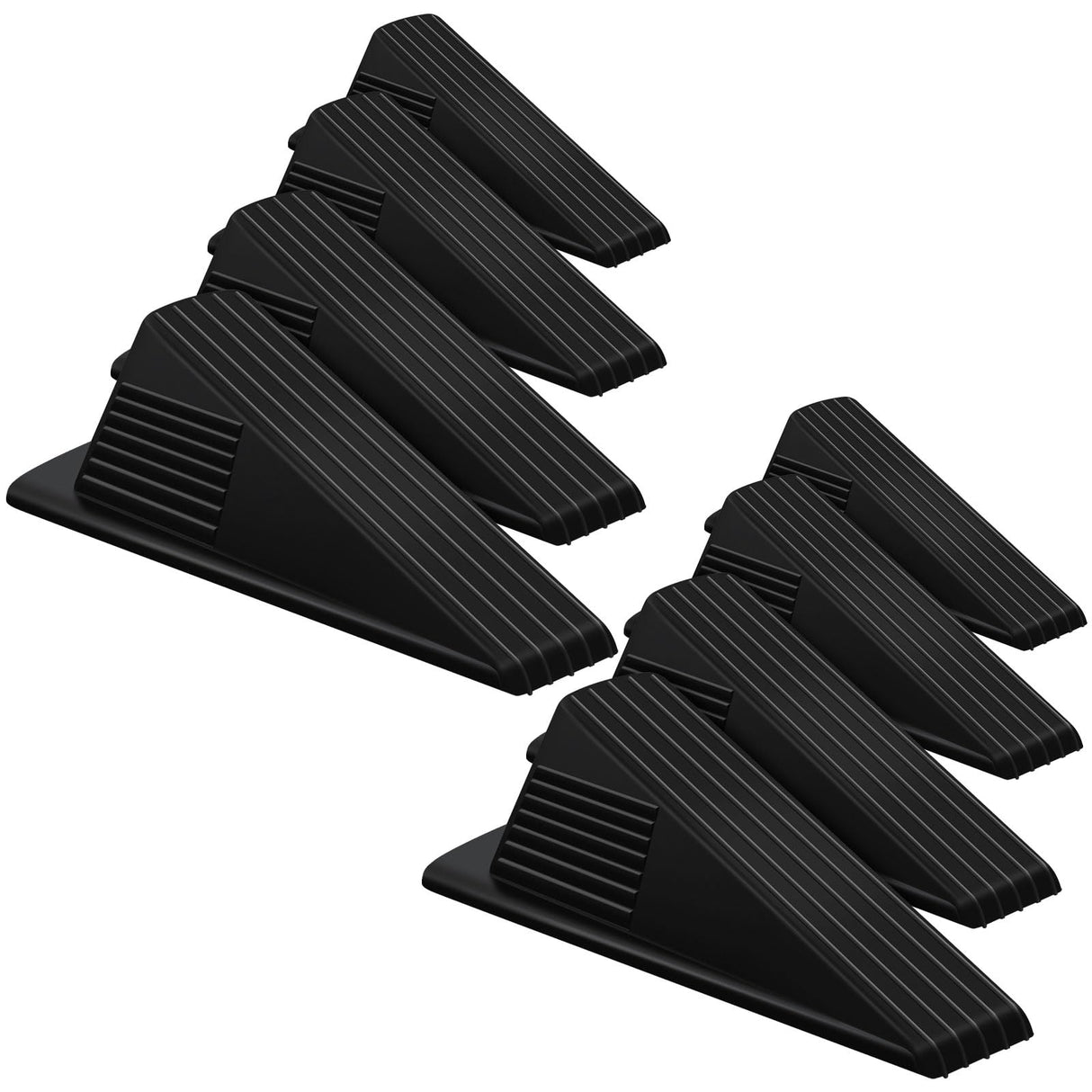 Frienda 8 Pcs Jumbo Door Stoppers Heavy Duty Door Stopper Tall up to 2inch Tall Wedge TPR Large Wedge Stackable Big Rubber Doorstop for Hotel Carpet Hardwood Concrete and Tile (Black)