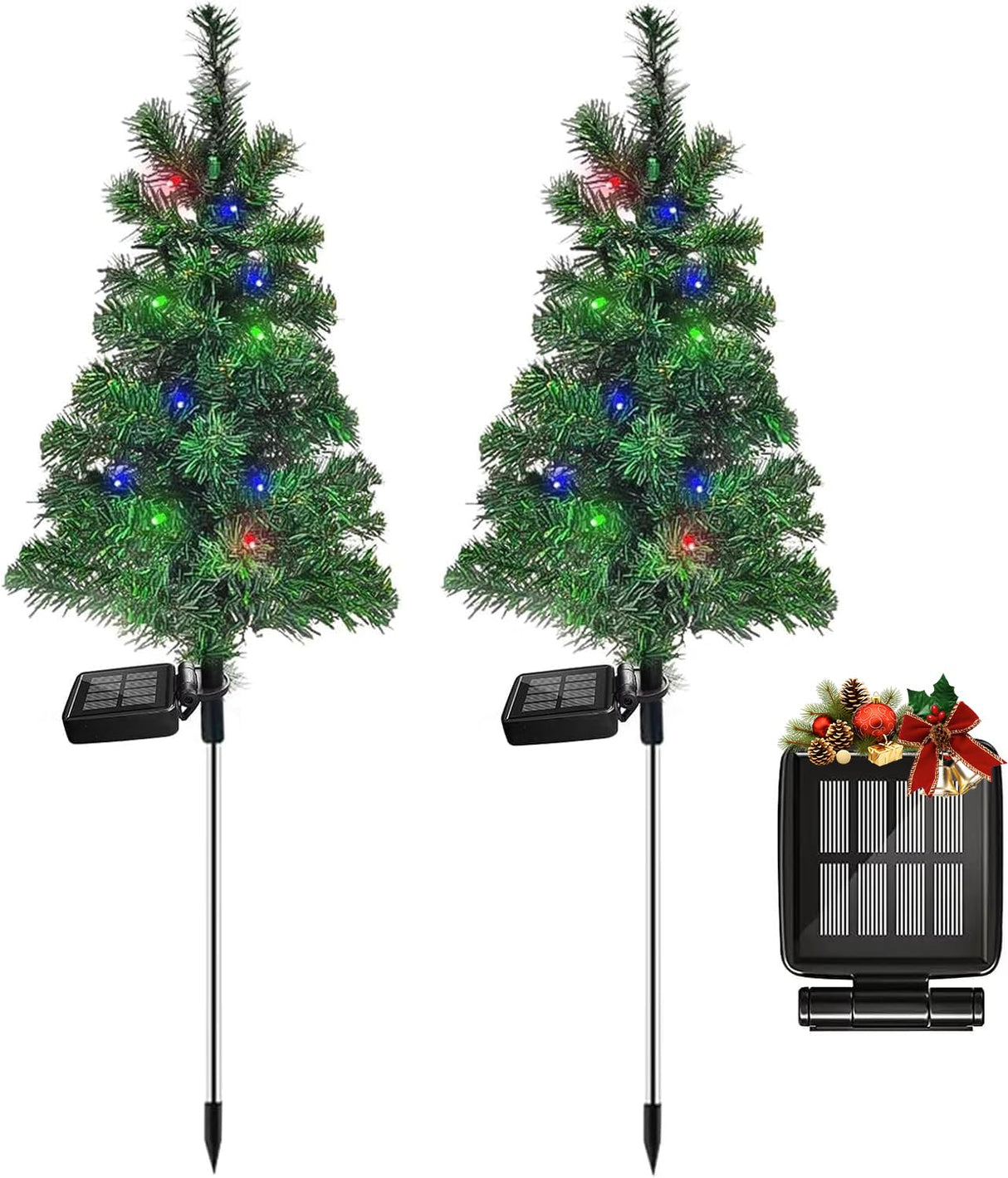 4PCS Solar Christmas Tree Garden Stake Lights Waterproof Christmas Decorations Tree Lights Outdoor Xmas Tree Light Christmas décor Pathway Lights Patio Yard（4PCS）