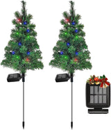 4PCS Solar Christmas Tree Garden Stake Lights Waterproof Christmas Decorations Tree Lights Outdoor Xmas Tree Light Christmas décor Pathway Lights Patio Yard（4PCS）