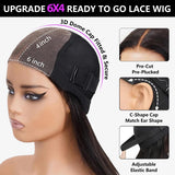 Glueless Wigs Human Hair Pre Plucked Pre Cut 6x4 Straight Lace Front Wigs Human Hair 20 Inch Hd Lace Front Closure Wigs for Women 180% Density Wear and Go Glueless Wig Ready to Wear Natural Black